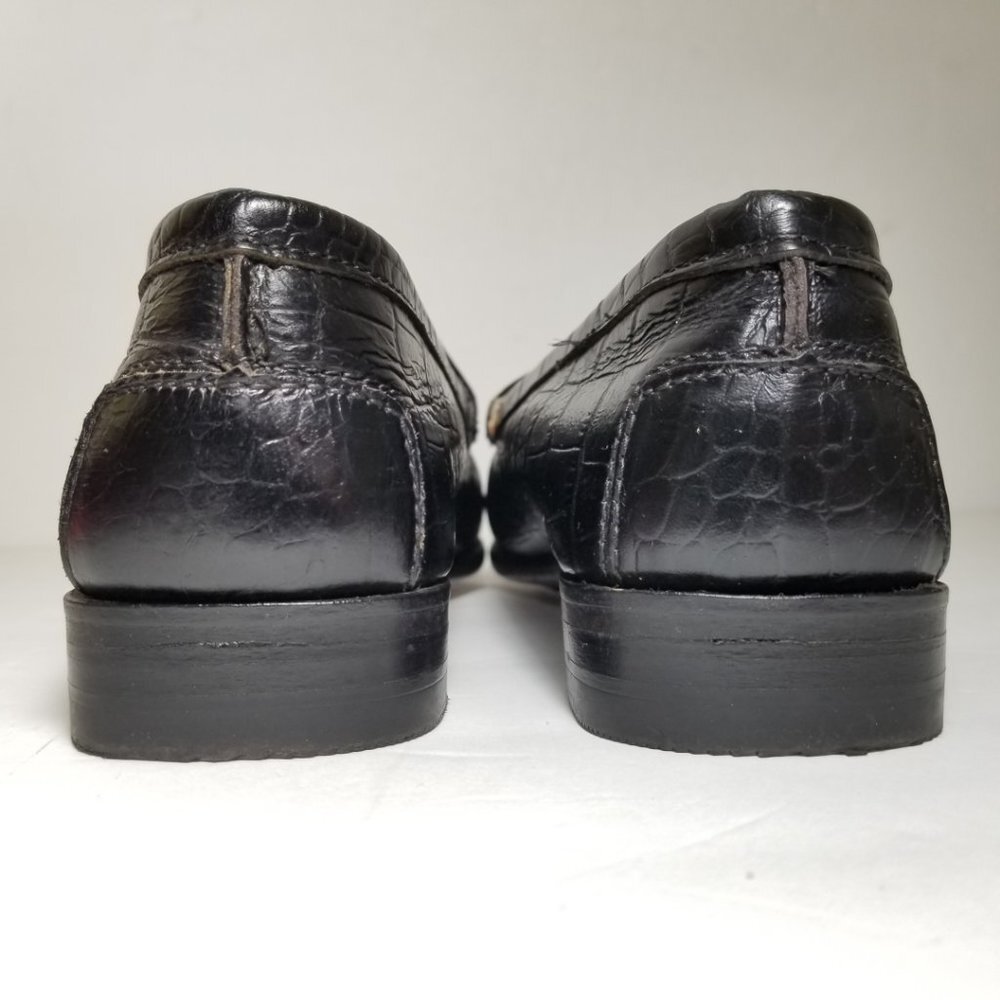 Womens L.L. Bean Loafers black size 6.5 faux croc - Picture 6 of 8
